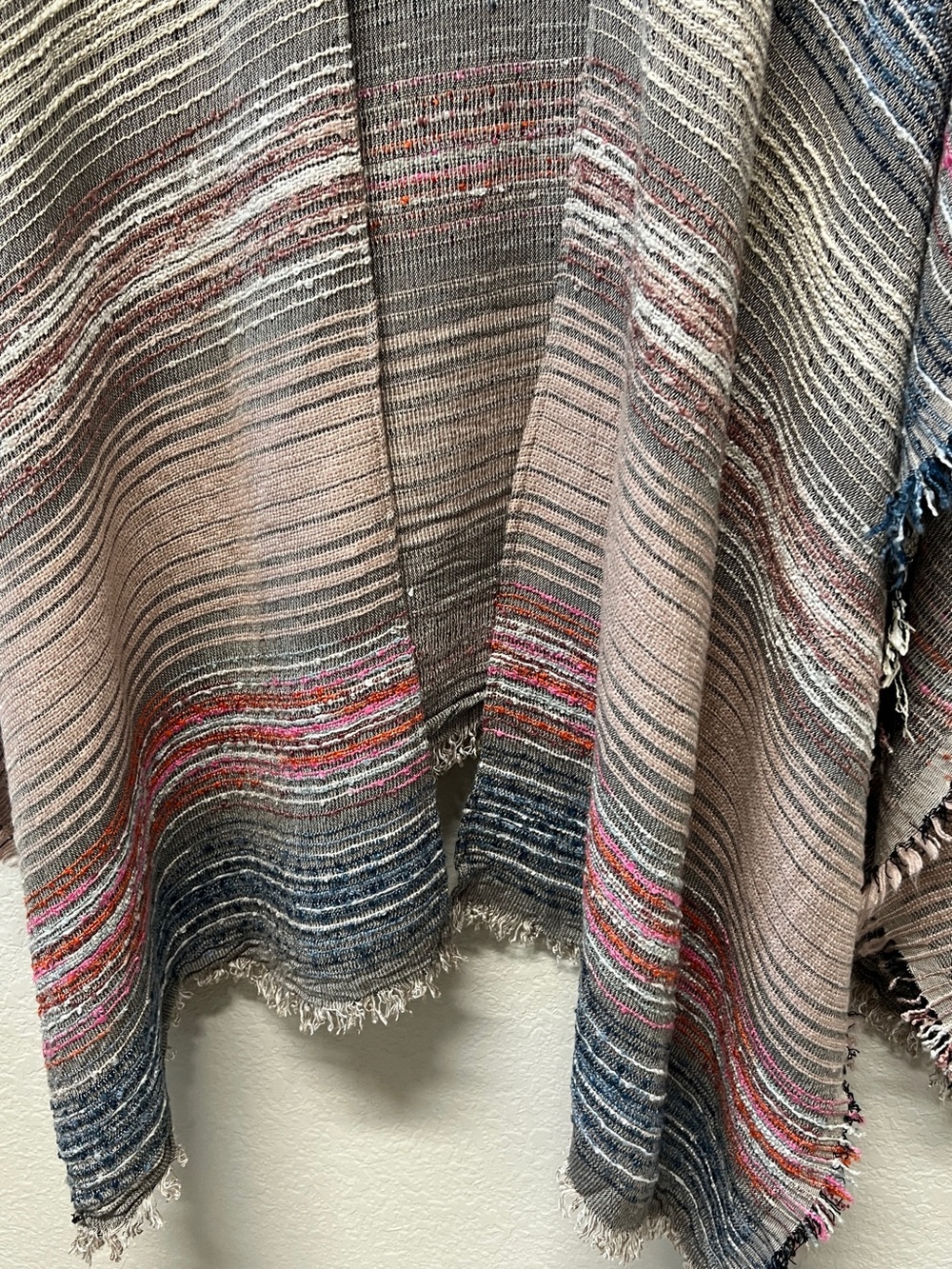 Chico's Multi-Color Metallic Striped Kimono Wrap Poncho One Size - Picture 10 of 13